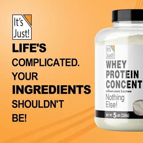 Miniatura 8 de It's Just! - Concentrado de proteína de suero 100%, fabricado en Estados Unidos, WPC-80 premium, sin sabores añadidos ni edulcorantes artificiales
