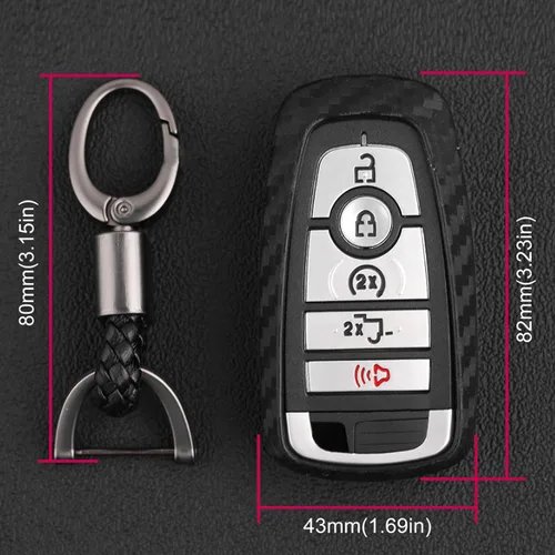 Miniatura 5 de DHESPT Para Ford F150 carcasa de llave de coche de fibra de carbono para llavero de coche compatible con Ford Escape F-150 Fusion Ecosport Edge