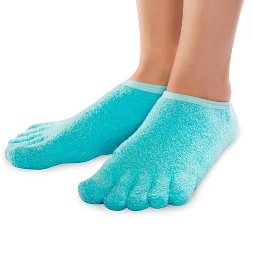 NatraCure - Calcetines hidratantes con forro de gel de 5 dedos – Calcetines hidratantes peludos con infusión de aloe y karité – Calcetines suaves