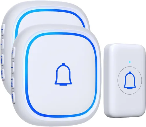 Miniatura 9 de Kits de timbre inalámbrico con 2 receptores IP66, impermeable, 1000 pies, para profesores de aula, con 66 tonos de llamada, 7 niveles de volumen