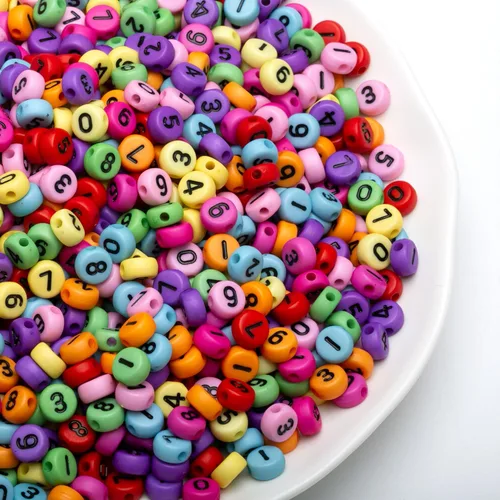 Miniatura 4 de 1000 cuentas acrílicas de números del 0 a 9 cuentas redondas mixtas de 0.16 x 0.27 pulgadas para hacer joyas, pulseras, collares, llaveros