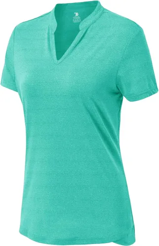 Miniatura 125 de Gopune Polo de golf con cuello en V para mujer, sin cuello, manga corta, ligera, de secado rápido, camisetas de tenis para correr
