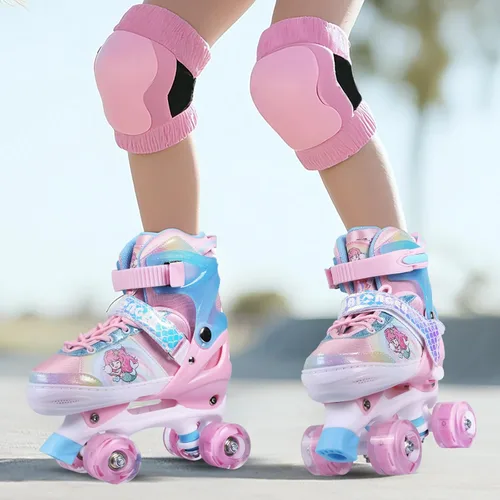 Miniatura 2 de Patines de Ruedas, Patines de Ruedas Ajustables de 4 Tallas para Niños, Ruedas con Luces y Adorables Diseños de Dibujos Animados, Múltiples Capas