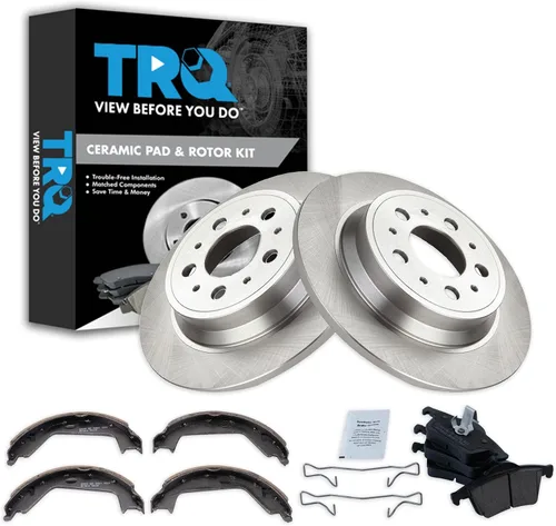 Miniatura 34 de TRQ Kit de pastillas de freno y rotor Posi trasero premium con zapatas de estacionamiento para camión GM SUV
