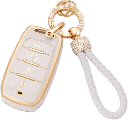 Miniatura 50 de Ekala para Honda Funda para Llavero con Llavero de Cuero, 5 Botones Carcasas de Teclas de TPU Suave Compatibles con Honda Civic Accord Pilot CR-V