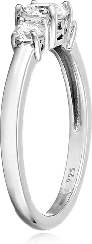 Miniatura 4 de Tienda Collection Platinum or Gold Plated Sterling Silver Round 3-Stone Ring made with Infinite Elements Cubic Zirconia