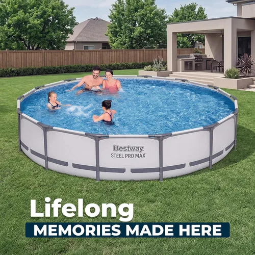 Miniatura 8 de Bestway Steel Pro MAX - Piscina elevada de natación (12 pies x 30 pulgadas) Piscina familiar redonda para patio trasero al aire libre Incluye