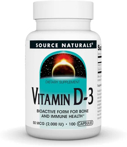Source Naturals Vitamina D-3, forma bioactiva para la salud ósea e inmunológica* - 50 mcg (2000 iu)- 100 cápsulas