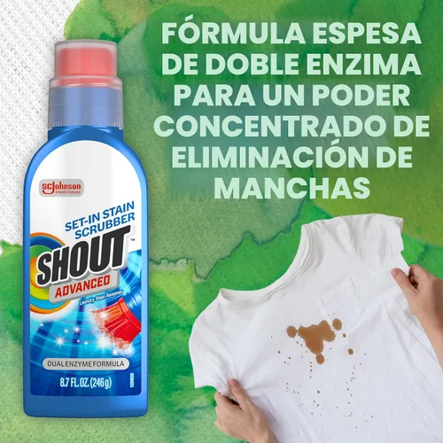 Miniatura 3 de Shout Gel removedor de manchas avanzado para ropa sucia, gel ultra concentrado con cepillo limpiador integrado para manchas profundas, 8.7 onzas