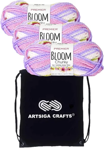 Miniatura 19 de Premier Yarns Bloom Chunky Gerbera 1114-21 - Hilo acrílico grueso y voluminoso #5 (3 madejas, el mismo lote de tinte) para ganchillo y tejer
