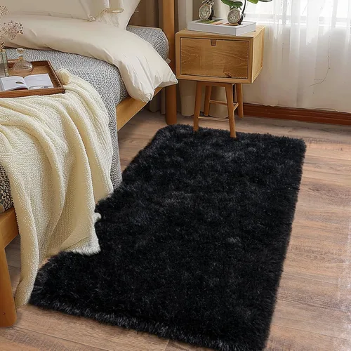 Miniatura 50 de Alfombras suaves para pasillos de dormitorio, nuevas, con parte inferior antideslizante mejorada, de 2 x 3, alfombra esponjosa y peluda verde