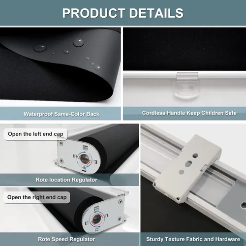 Miniatura 3 de AOSKY Persianas Enrollables Sin Cordón Opacas para Ventanas Oscurecimiento de Habitación Persianas Enrolladas con Sistema de Resorte, Protección UV