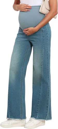Miniatura 6 de BLENCOT Jeans de maternidad para mujer, pierna recta, elásticos, rasgados, para embarazo, jeans de novio