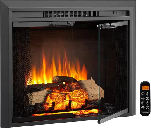 Miniatura 12 de LegendFlame Damon - Inserto eléctrico para chimenea de 30 pulgadas con kit de embellecimiento, puerta de vidrio y pantalla de malla, calentador