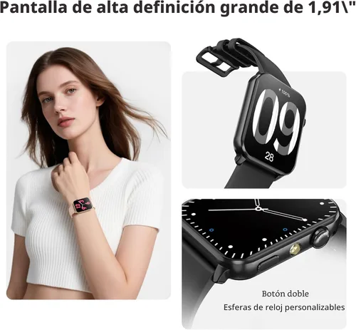 Miniatura 2 de Blackview Reloj inteligente para hombres y mujeres, reloj de fitness con pantalla táctil HD de 1.91 pulgadas con linterna, notificaciones Bluetooth