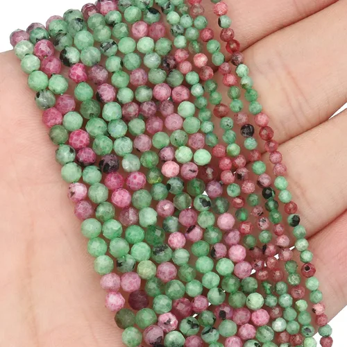 Miniatura 18 de 180 piezas 2mm Cuentas de piedras preciosas de turquesa africana natural facetada redonda suelta para hacer joyas