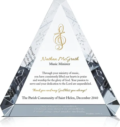 Placa personalizada del ministerio de música Trinity – Regalo de cristal personalizado para director de coro, líder de adoración o ministro de