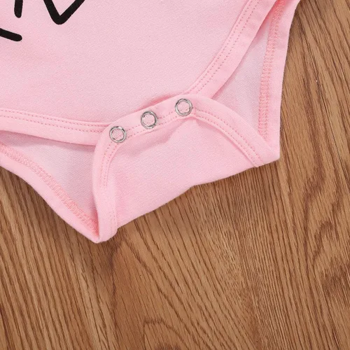Miniatura 5 de Conjunto de 3 piezas de algodón con estampado de letras y pantalones cortos de leopardo y diadema de pantalones cortos y diadema