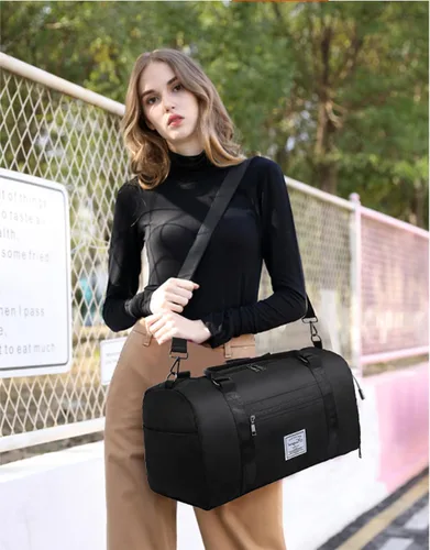Miniatura 83 de Bolsa de gimnasio con bolsillo húmedo, bolsa de viaje plegable para mujer, bolsa de viaje impermeable para viajes, gimnasio, yoga