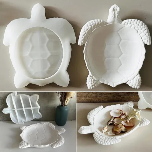 Miniatura 6 de Wehous Molde de resina con textura de tortuga, bandeja de almacenamiento de silicona para resina epoxi, contenedor creativo de animales marinos