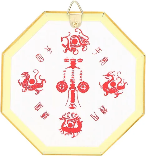 Miniatura 9 de TOPINCN Espejo Bagua, espejo tradicional chino de Feng Shui, espejo cóncavo, exorcismo, amuleto de exorcismo, artesanía de la suerte (13.5 cóncavo)
