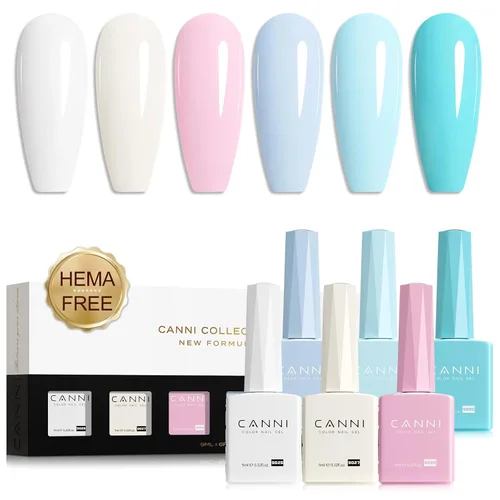 Miniatura 20 de CANNI Kit de esmalte de uñas de gel, 6 colores, rosa nude, 0.3 fl oz, tonos de piel, uñas francesas, marrón neutro, kit de uñas de gel para remojar