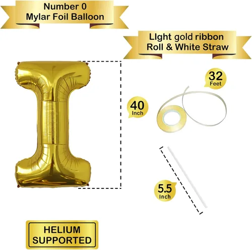 Miniatura 3 de Globos grandes de letras doradas de 40 pulgadas, globos grandes jumbo de helio Mylar de aluminio para fiestas "I" para decoraciones de fiestas de Oro