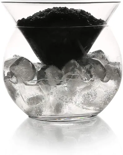 Miniatura 2 de DUEBEL Juego de 2 vasos enfriadores de caviar de vidrio – Juego de 2 vasos enfriadores universales para martini, vino, licor y camarones
