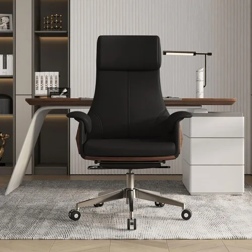 Miniatura 7 de homary Silla ejecutiva moderna para oficina en casa, silla giratoria ajustable de piel sintética ergonómica con altura ajustable y base rodante