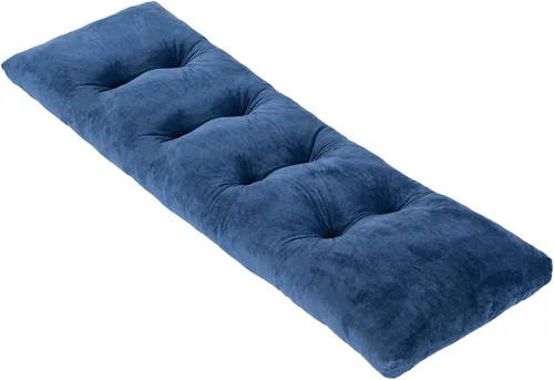 Cojín de banco, cojines de banco con mechones antideslizantes para columpio, almacenamiento de zapatos, asiento de ventana (45" x 18", azul)