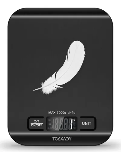 Miniatura 9 de Báscula de alimentos, báscula digital de cocina de 11 libras con pantalla LCD de 6 unidades y función de tara, diseño compacto para hornear, cocina