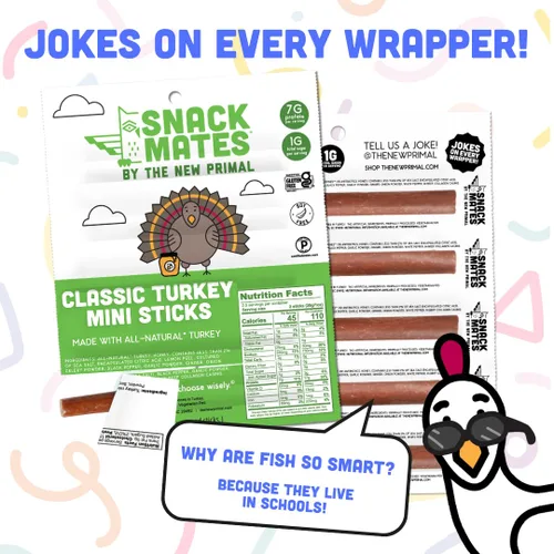 Miniatura 5 de The New Primal Snack Mates - Palitos de pavo, bocadillos saludables sin gluten para niños, aperitivos bajos en azúcar y alto en proteínas, mini