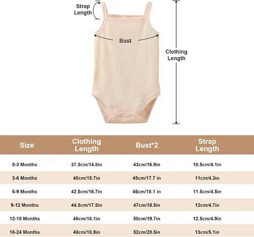 Miniatura 6 de OPAWO Onsies sin mangas para bebé niña, paquete de 3 mamelucos para recién nacidos, tirantes delgados, camiseta interior de verano para bebé de 0 a