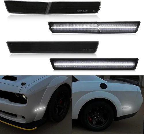 Miniatura 11 de R&F Auto 4 piezas de luces LED de marcador lateral compatibles con Challenger 2008-2014, lámparas de parachoques delanteras y traseras, lámparas