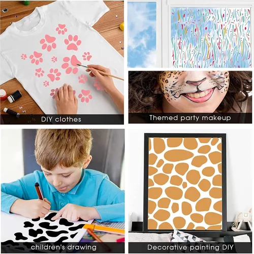 Miniatura 6 de Plantillas con estampado de animales, 12 plantillas de piel de animal, leopardo, cebra, vaca, tigre, guepardo, jirafa, serpiente, escamas