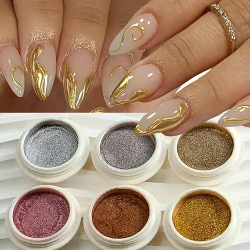 Miniatura 11 de Polvo de uñas de cromo gris y negro, polvo metálico para uñas, efecto espejo holográfico, polvo de cromo, polvo de otoño e invierno, pigmento