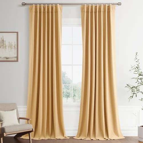 Miniatura 16 de Joywell 2 cortinas opacas 100%, lino, beige natural, trabillas traseras/cinta con ganchos, aislantes, de dormitorio, comedor, sala, puerta corrediza