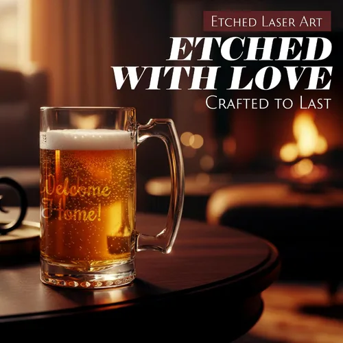 Miniatura 5 de Etched Laser Art Taza de cerveza grabada personalizada de 25 onzas, cristalería transparente apta para lavavajillas, personalizada para cualquier