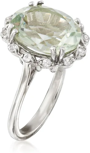Miniatura 3 de Ross-Simons 4.40 Carat Prasiolite and .20 ct. t.w. White Topaz Ring in Sterling Silver