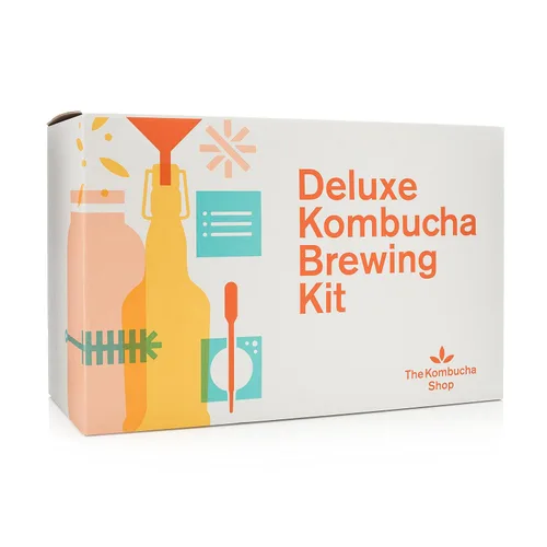 Miniatura 3 de The Kombucha Shop, Kit de preparación de Kombucha de lujo con té para hacer 10 galones adicionales, seis botellas con tapa abatible, embudo de acero