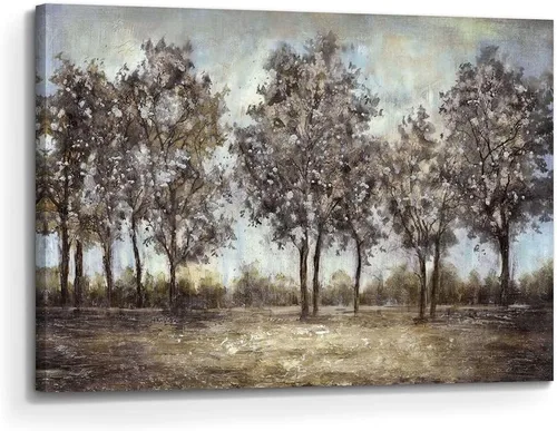 Miniatura 10 de Lienzo de pintura de árbol, arte de pared, bosque texturizado, paisaje, naturaleza, árboles, paisaje, ilustración, dormitorio, sala de estar