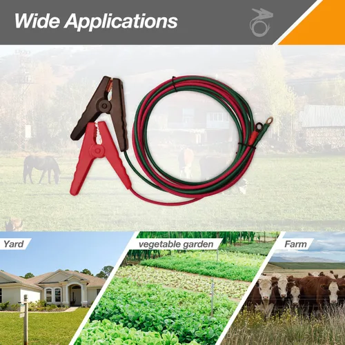 Miniatura 7 de Cables de salto de valla eléctrica de granja de 10 pies – Alambre de cobre estañado con clip de cocodrilo para Energizer a cerca de alambre