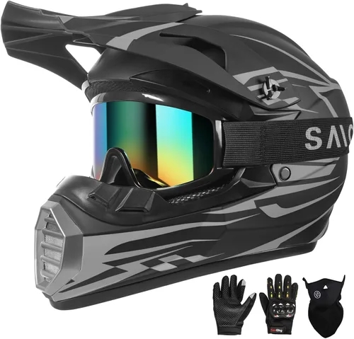 Miniatura 11 de Casco de Motocross Aprobado por DOT para Jóvenes/Niños - Casco Ultraligero de Cara Completa para Bicicleta de Tierra/ATV con Gafas, Guantes