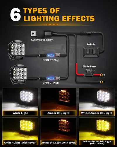 Miniatura 2 de Auxbeam, V-MAX - Luz LED de 7 pulgadas, 228 W, luces de cubo laterales de conducción todoterreno, DRL ámbar, retroiluminación, combo de inundación 7