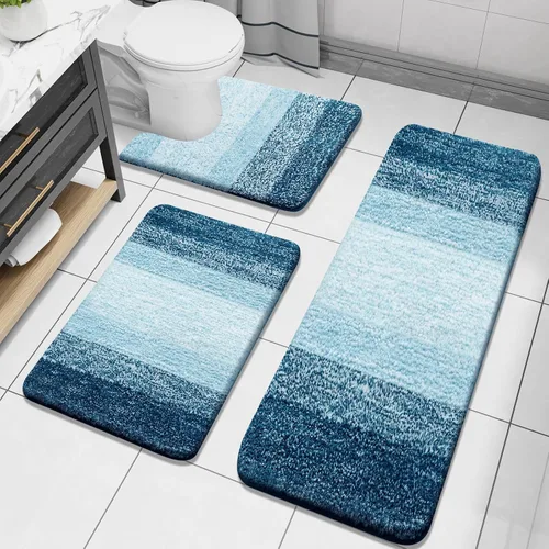 Miniatura 59 de Arotive - Juego de alfombras de baño de 3 piezas, alfombras de baño extra suaves y absorbentes, alfombrillas de baño lavables a máquina y que se