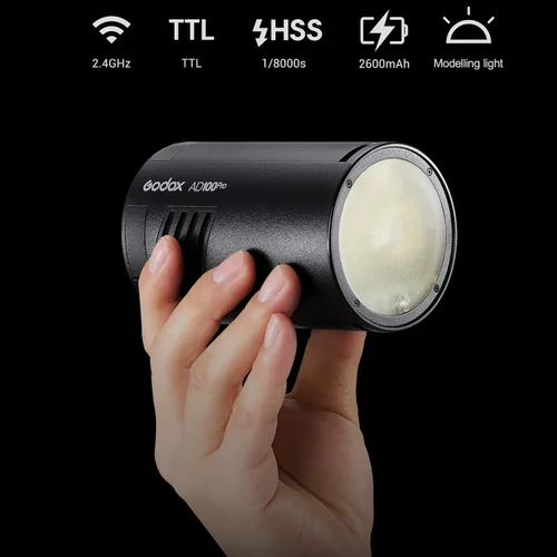 Miniatura 3 de Godox AD100Pro AD100 Pro 100Ws TTL Flash para exteriores, 2.4GHz Wireles XSystem, batería 1/8000 HSS 2600mAh 0.01-1.5s Reciclaje, con kit