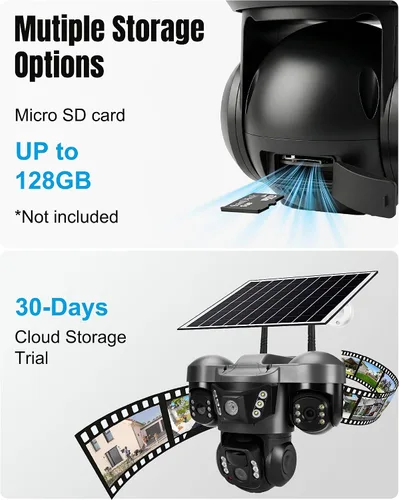 Miniatura 8 de KEPEAK Solar Security Camera Outdoor Wireless, Triple Lens PTZ Camera, 360° Pan Tilt, Color Night Vision, PIR Motion Detection, Two-Way Audio