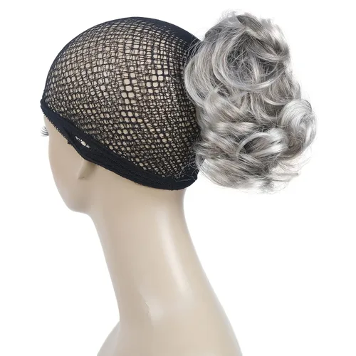 Miniatura 5 de Aimole Extensiones de clip de garra sintética de dama de cola de caballo gris rizado corto (48T)