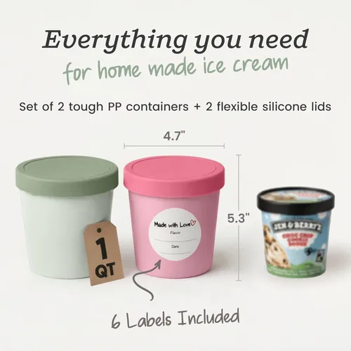 Miniatura 2 de Starpack 'Freeze the Day' - Recipientes de almacenamiento de helado para congelador (2 piezas) – Recipientes de helado de 1 cuarto de galón