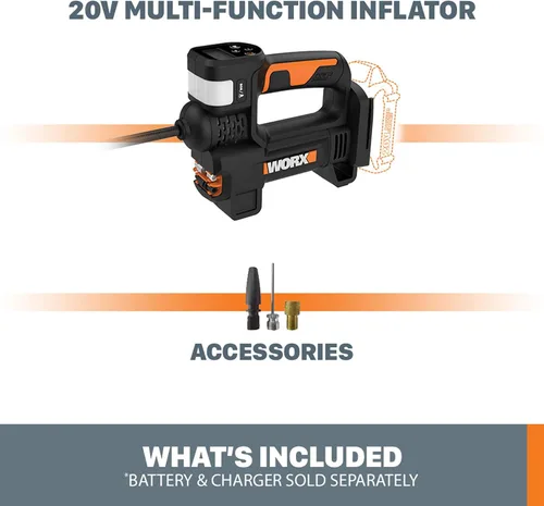 Miniatura 8 de Worx WX092L.9 20V Power Share Inflador de bomba de aire portátil (solo herramienta) 150 PSI, para neumáticos de automóvil, motocicleta y bolas
